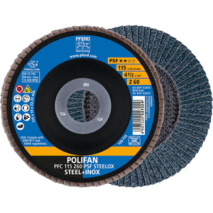 PFERD POLIFAN Flap Disc PSF STEELOX 115mm Grit 60