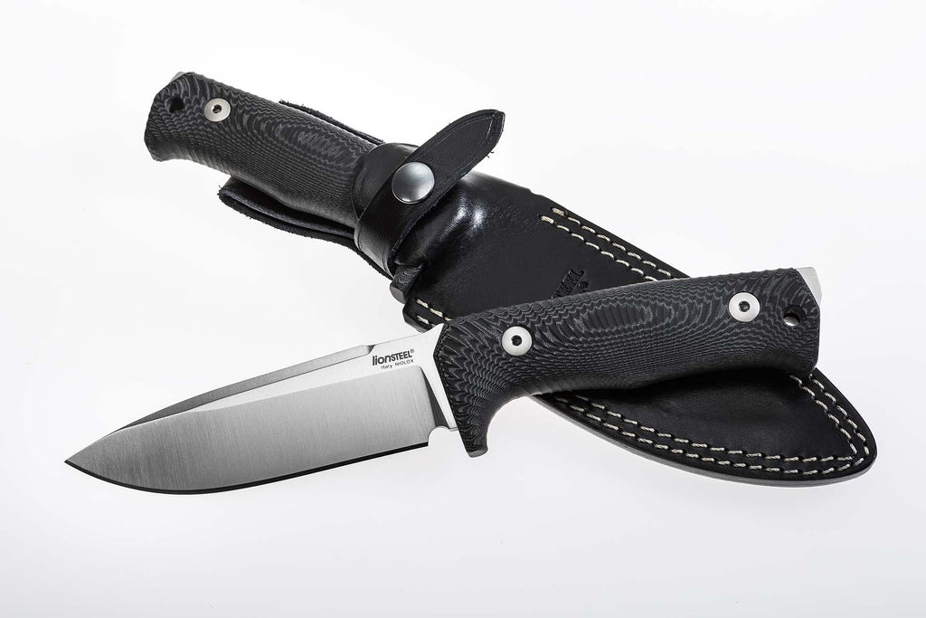 T5 MI SOLID fixed blade Micarta handle with leather sheath Niolox SATIN