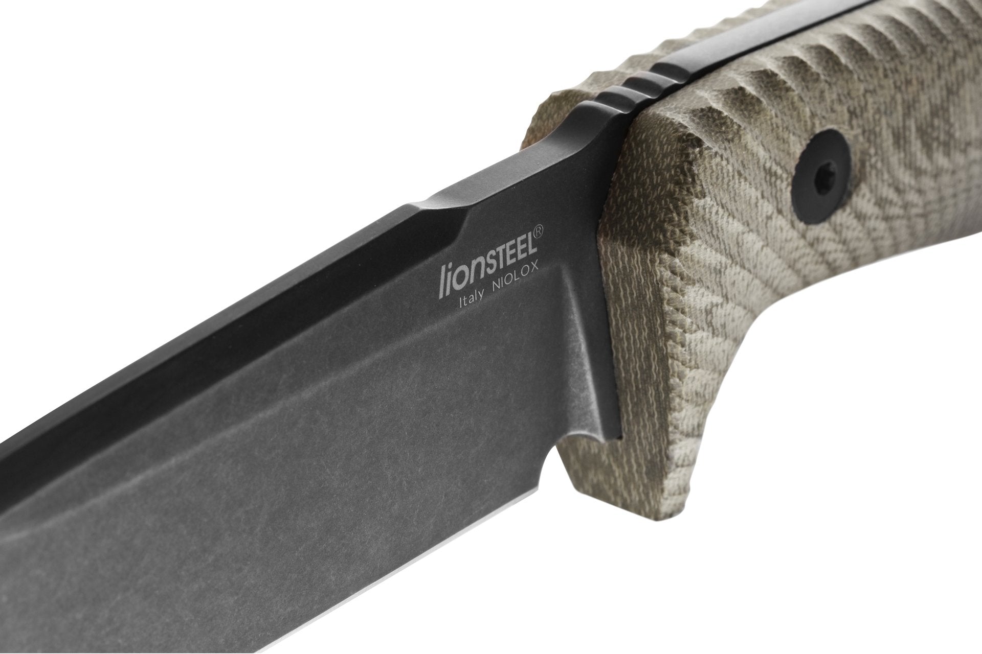 T5B CVG SOLID fixed blade Green Canvas handle with leather sheath Niolox BLACK